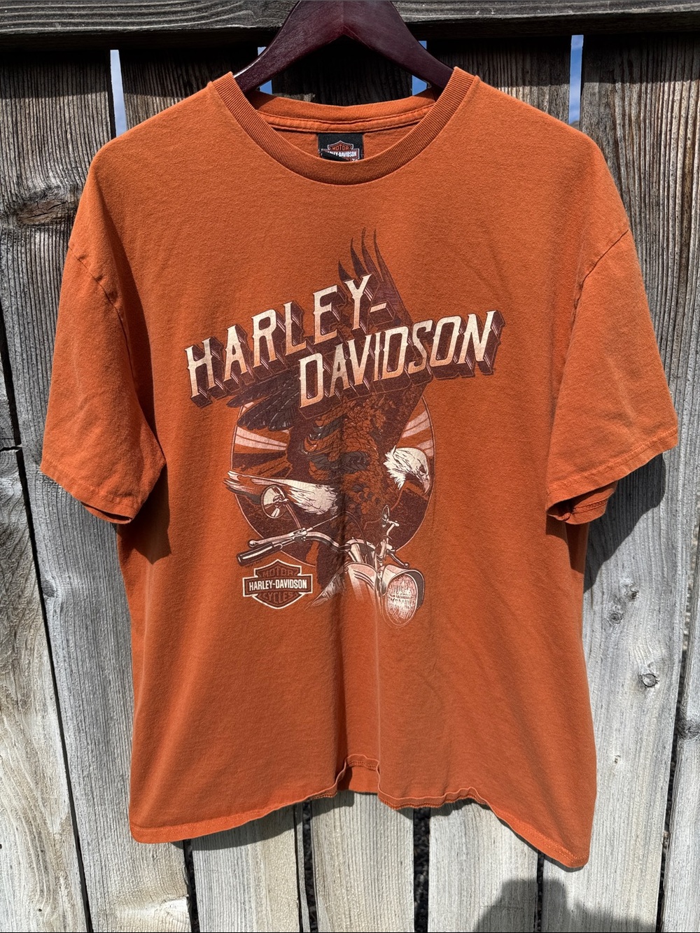 Harley-Davidson Rust Orange Eagle Motorcycle Graphic Tee
